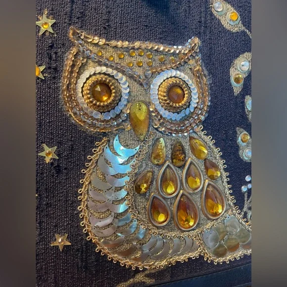 1960’s Vintage Enid Collins style Owl Jeweled Handbag - Picture 5 of 10
